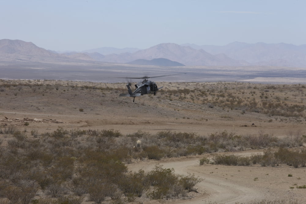 US Air Foce HH-60G Pave Hawk in flight over Arizona Canvas Art - Terry MooreStocktrek Images (35 x 23)