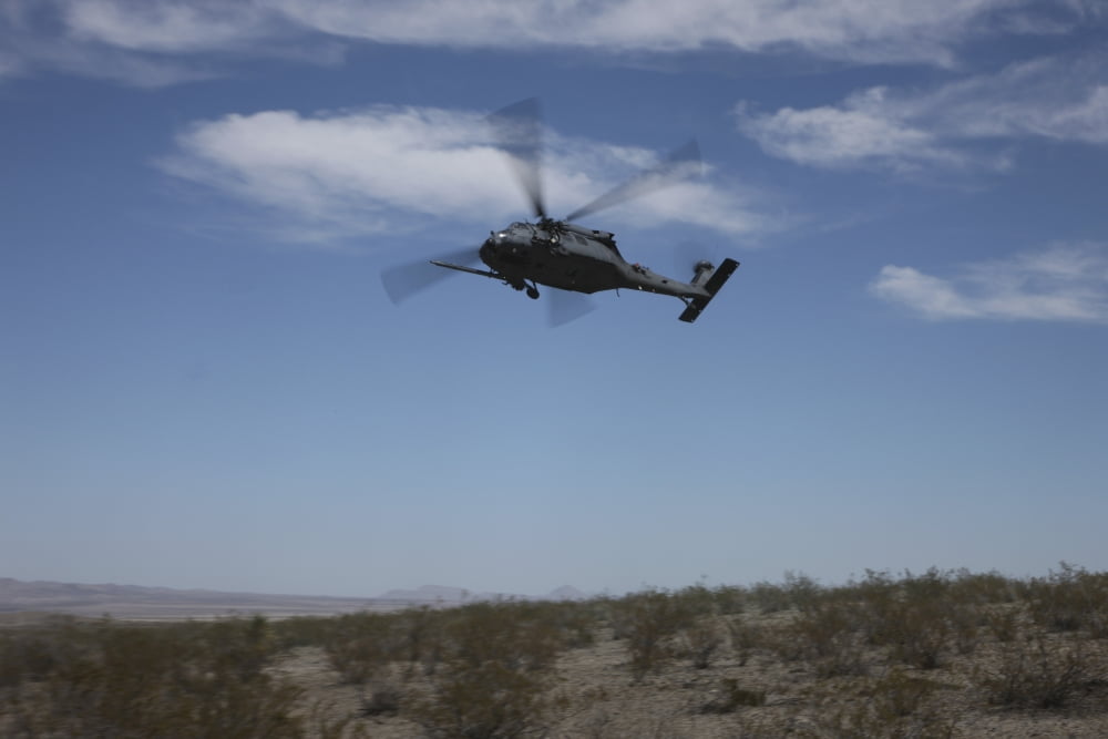 US Air Foce HH-60G Pave Hawk in flight over Arizona Canvas Art - Terry MooreStocktrek Images (35 x 23)
