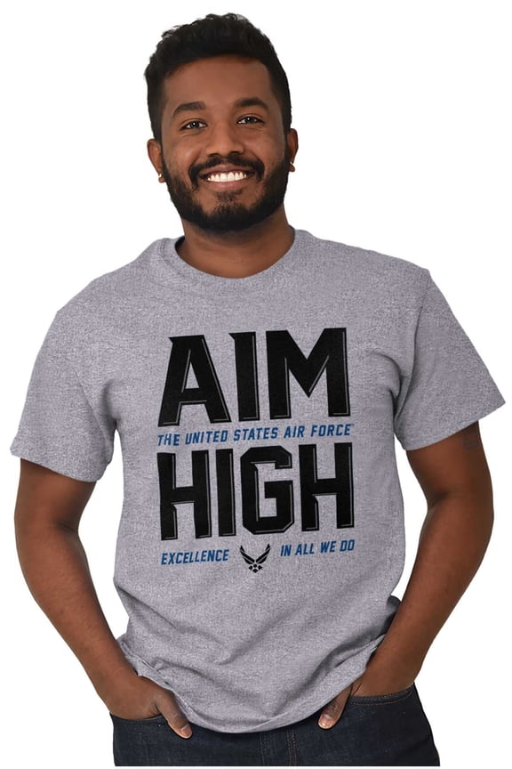 Aim High USAF Logo Men's Graphic T Shirt Tees Brisco Brands 3X