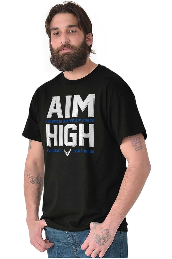 US Air Force Aim High USAF Logo Men's Graphic T Shirt Tees Brisco Brands S