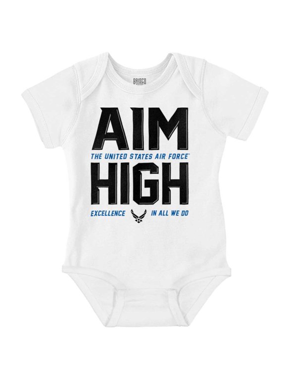 US Air Force Aim High USAF Logo Romper Boys or Girls Infant Baby Brisco Brands 12M