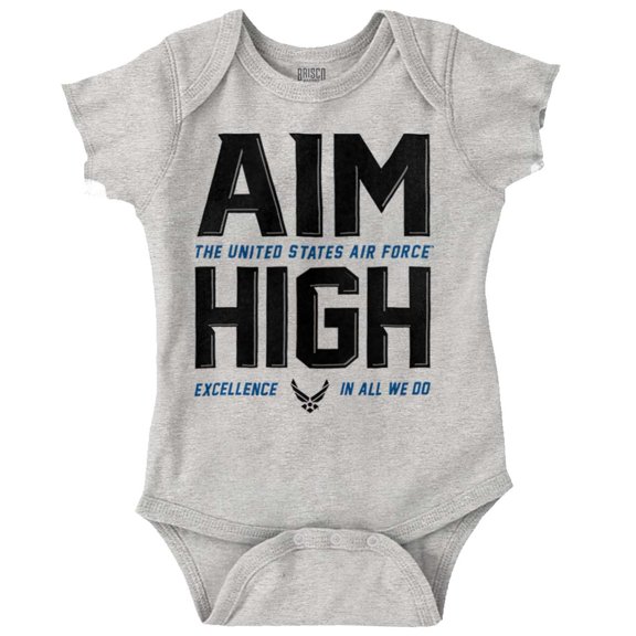 US Air Force Aim High USAF Logo Romper Boys or Girls Infant Baby Brisco Brands 18M
