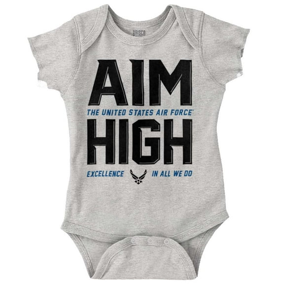 US Air Force Aim High USAF Logo Romper Boys or Girls Infant Baby Brisco Brands 24M
