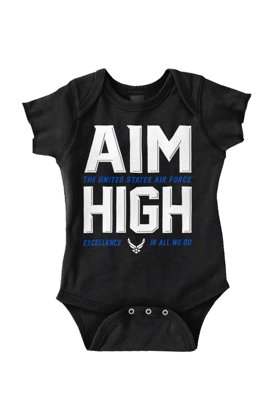 US Air Force Aim High USAF Logo Romper Boys or Girls Infant Baby Brisco Brands 24M