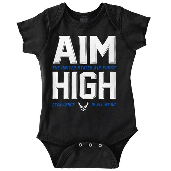 US Air Force Aim High USAF Logo Romper Boys or Girls Infant Baby Brisco Brands 6M