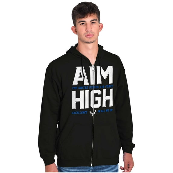 US Air Force Aim High USAF Logo Zip Up Hoodie Men's Women's Brisco Brands S