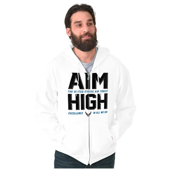 US Air Force Aim High USAF Logo Zip Up Hoodie Men's Women's Brisco Brands X