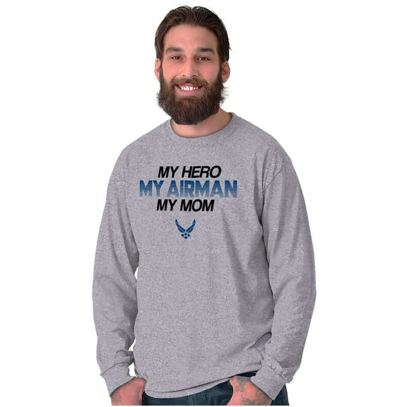 US Air Force Airman My Hero My Mom Unisex Plus Size Long Sleeve Shirt Brisco Brands 3X