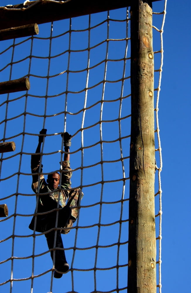 US Air Force Airman climbing net at Fort Huachuca Arizona Canvas Art - Stocktrek Images (23 x 35)
