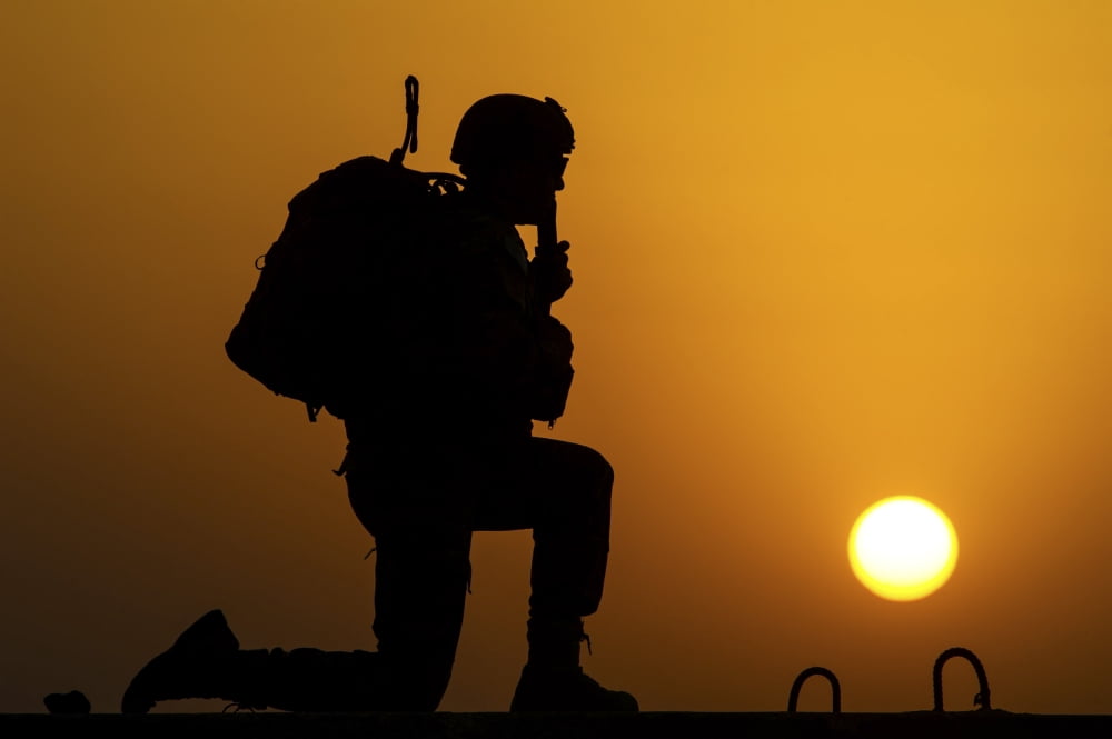 US Air Force Airman communicates during Operation Spartan Shield Canvas Art - Stocktrek Images (35 x 23)