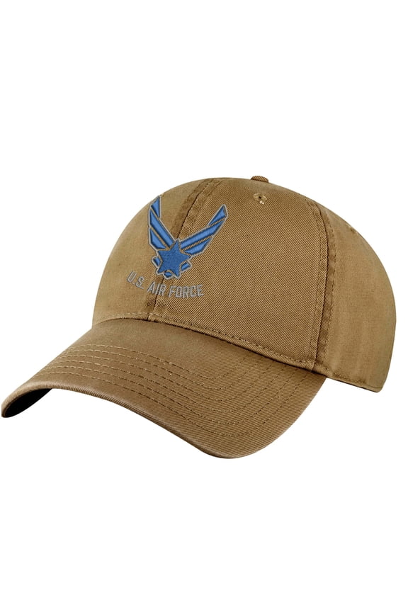 US Air Force Baseball Cap - Military Embroidered Logo Hat - Patriotic Aviator Dad Cap (CoyoteBrown)