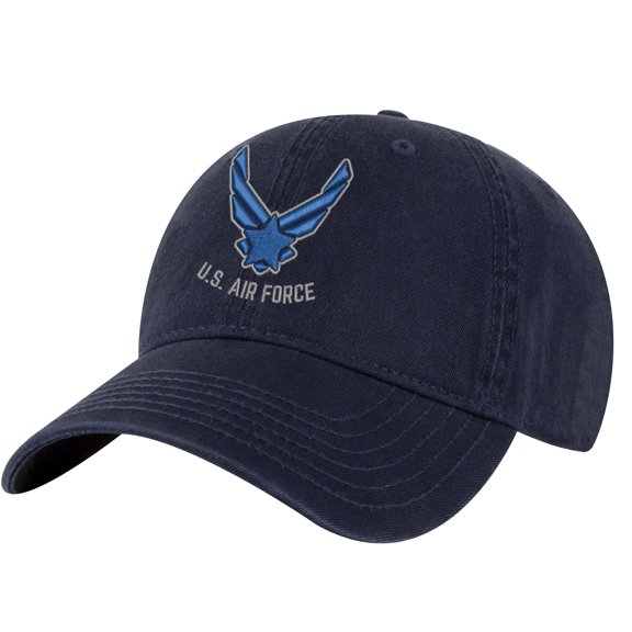 US Air Force Baseball Cap - Military Embroidered Logo Hat - Patriotic Aviator Dad Cap (NavyBlue)