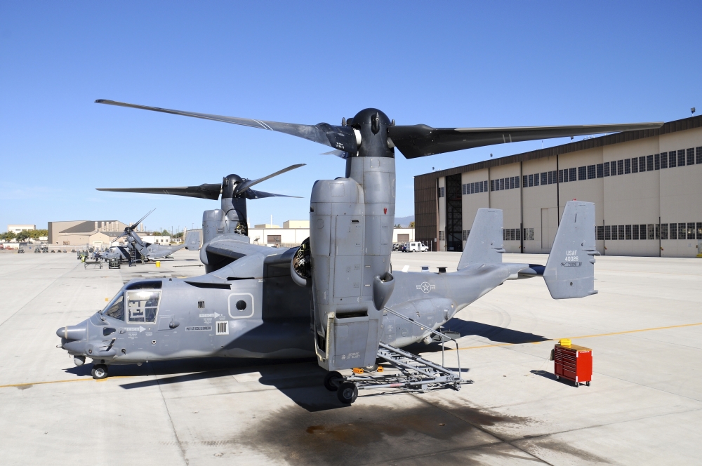 US Air Force CV-22B Osprey at Kirtland Air Force Base New Mexico Canvas Art - Riccardo NiccoliStocktrek Images (34 x 23)