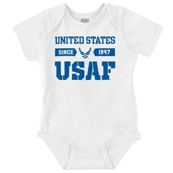 US Air Force Classic USAF Logo Romper Boys or Girls Infant Baby Brisco Brands 18M