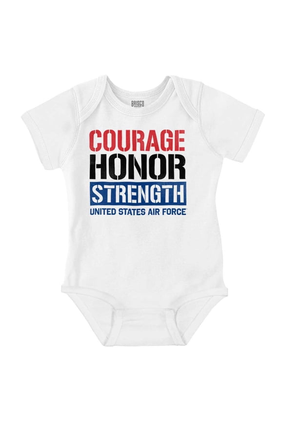 US Air Force Courage Honor Strength Romper Boys or Girls Infant Baby Brisco Brands 18M