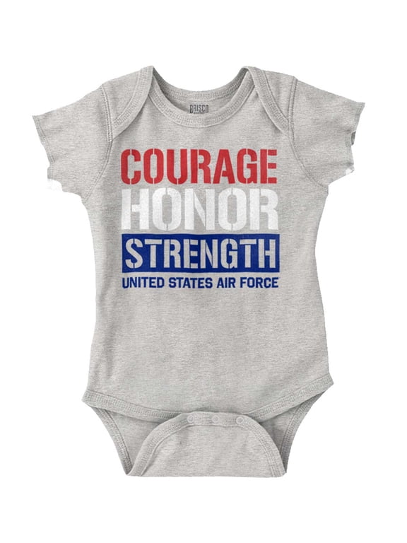 US Air Force Courage Honor Strength Romper Boys or Girls Infant Baby Brisco Brands 24M