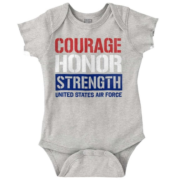 US Air Force Courage Honor Strength Romper Boys or Girls Infant Baby Brisco Brands 6M
