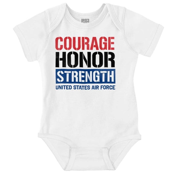 US Air Force Courage Honor Strength Romper Boys or Girls Infant Baby Brisco Brands 6M
