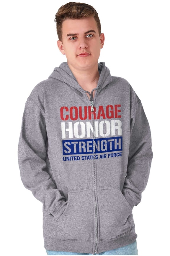 Courage Honor Strength Unisex Plus Size Zip Hoodie Brisco Brands 5X