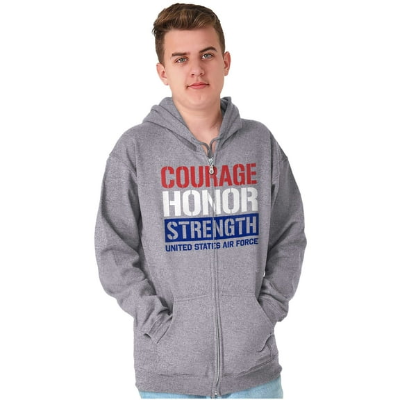 US Air Force Courage Honor Strength Zip Up Hoodie Men's Women's Brisco Brands S