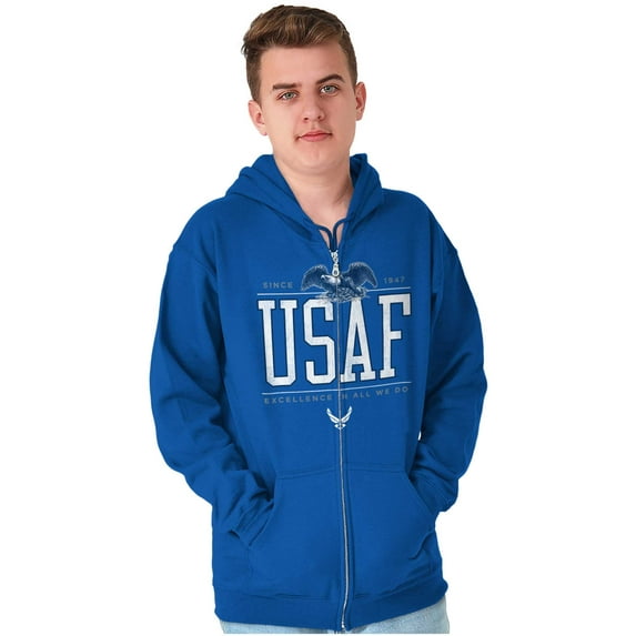 US Air Force Excellence Bald Eagle Unisex Plus Size Zip Hoodie Brisco Brands 3X