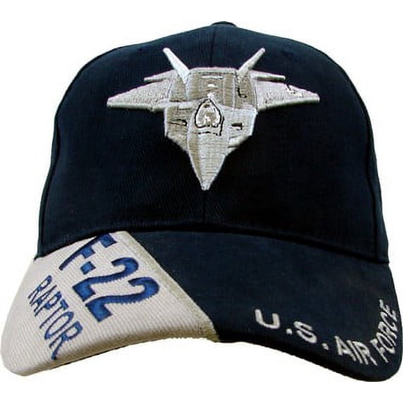 US Air Force 'F-22 Raptor' Ball Cap, Black, Blue, Adjustable