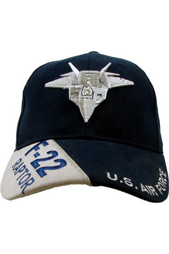 US Air Force 'F-22 Raptor' Ball Cap, Black, Blue, Adjustable