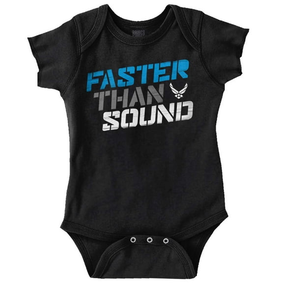 US Air Force Faster Than Sound USAF Romper Boys or Girls Infant Baby Brisco Brands 12M