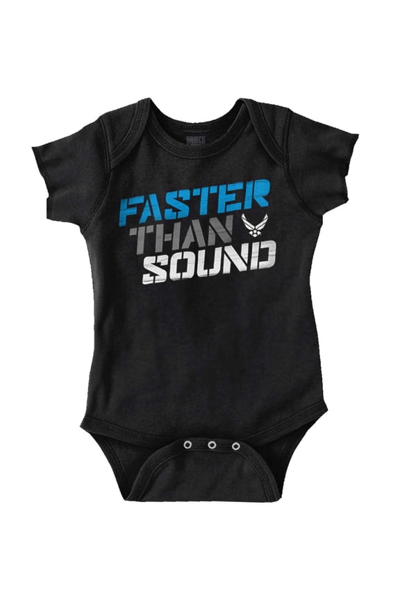 US Air Force Faster Than Sound USAF Romper Boys or Girls Infant Baby Brisco Brands 12M