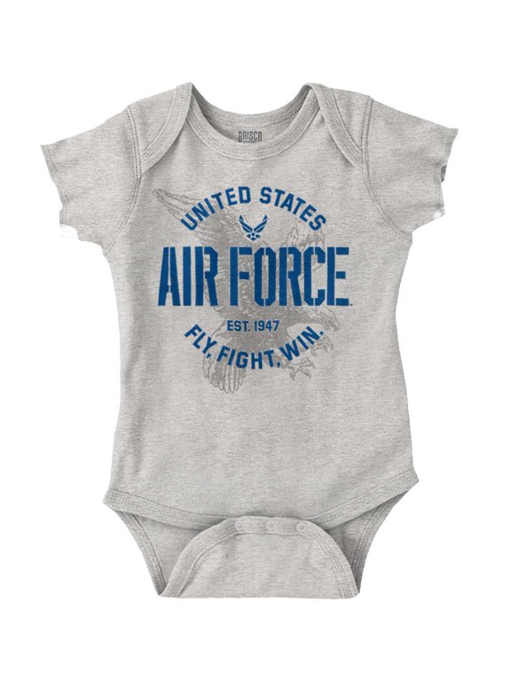 US Air Force Fly Fight Win Eagle Romper Boys or Girls Infant Baby Brisco Brands 18M