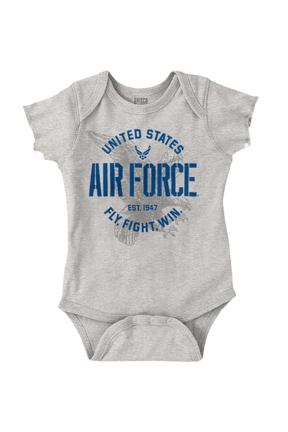 US Air Force Fly Fight Win Eagle Romper Boys or Girls Infant Baby Brisco Brands 18M
