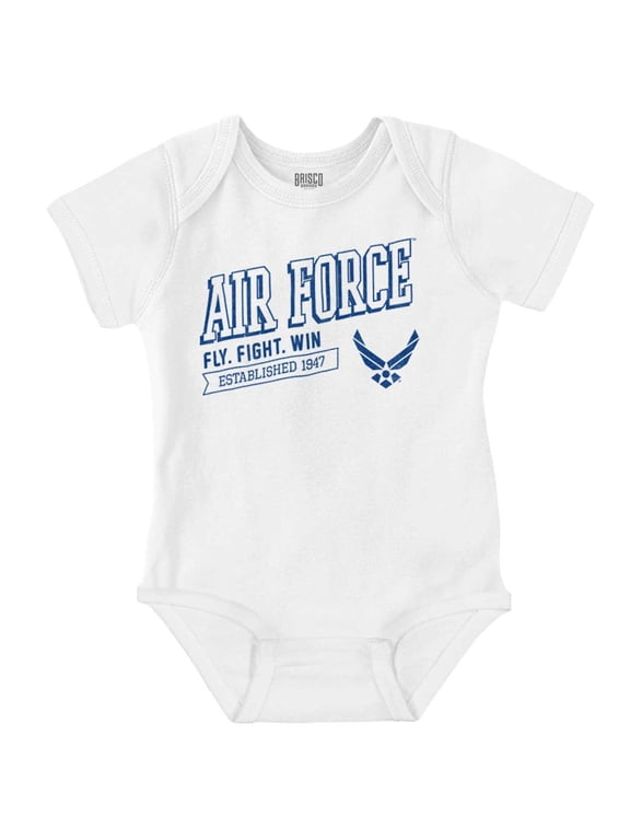 US Air Force Fly Fight Win Est 1947 Romper Boys or Girls Infant Baby Brisco Brands 18M