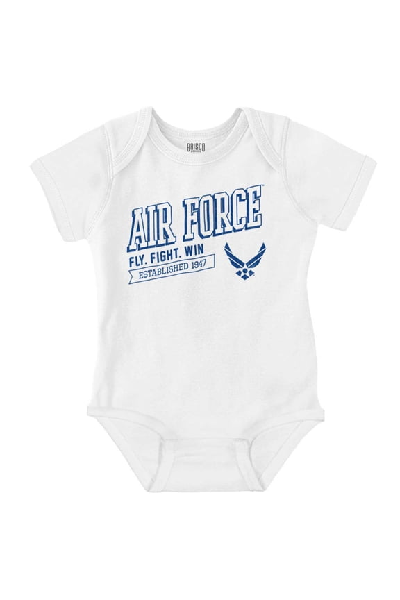 US Air Force Fly Fight Win Est 1947 Romper Boys or Girls Infant Baby Brisco Brands 18M