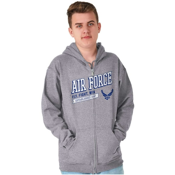 US Air Force Fly Fight Win Est 1947 Zip Up Hoodie Men's Women's Brisco Brands S