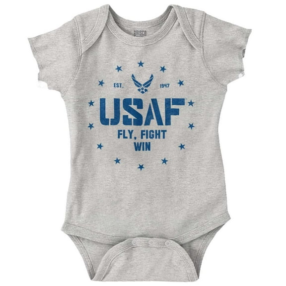 US Air Force Fly Fight Win Logo Romper Boys or Girls Infant Baby Brisco Brands 12M