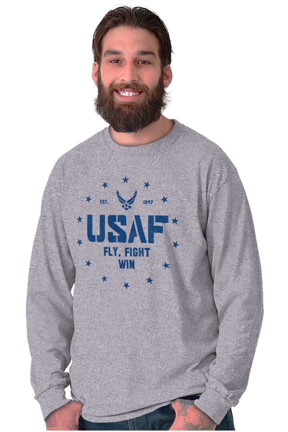 Fly Fight Win Logo Unisex Plus Size Long Sleeve Tee Shirt Brisco Brands 3X