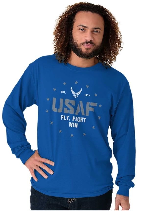 Fly Fight Win Logo Unisex Plus Size Long Sleeve Tee Shirt Brisco Brands 3X