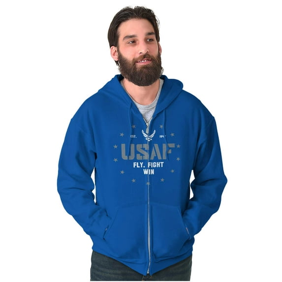 US Air Force Fly Fight Win Logo Zip Up Hoodie Men's Women's Brisco Brands S