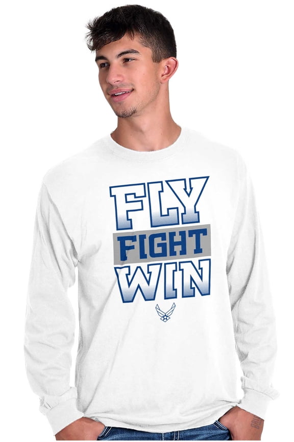 US Air Force Fly Fight Win Slogan Long Sleeve TShirt Men Women Brisco Brands S