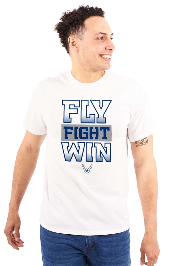 US Air Force Fly Fight Win Slogan Men's Graphic T Shirt Tees Brisco Brands M