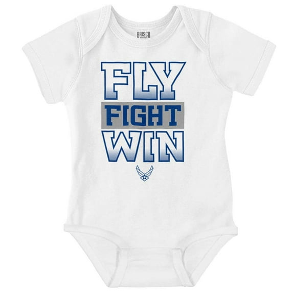 US Air Force Fly Fight Win Slogan Romper Boys or Girls Infant Baby Brisco Brands 12M