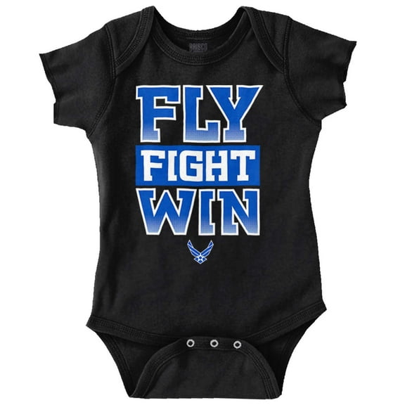 US Air Force Fly Fight Win Slogan Romper Boys or Girls Infant Baby Brisco Brands 12M