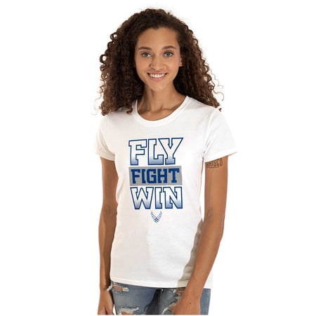 US Air Force Fly Fight Win Slogan Women's T Shirt Ladies Tee Brisco Brands X