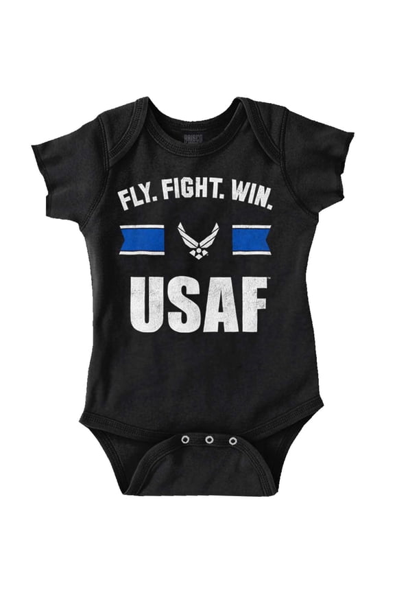 US Air Force Fly Fight Win USAF Romper Boys or Girls Infant Baby Brisco Brands 12M