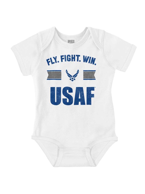US Air Force Fly Fight Win USAF Romper Boys or Girls Infant Baby Brisco Brands 24M