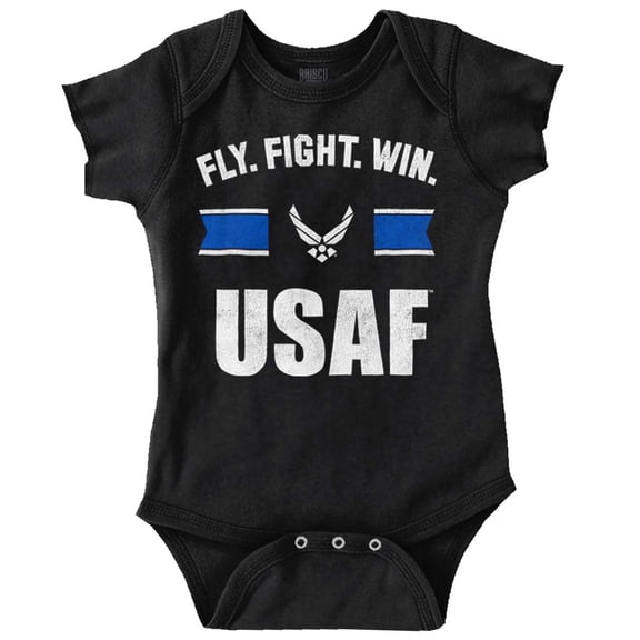 US Air Force Fly Fight Win USAF Romper Boys or Girls Infant Baby Brisco Brands 6M