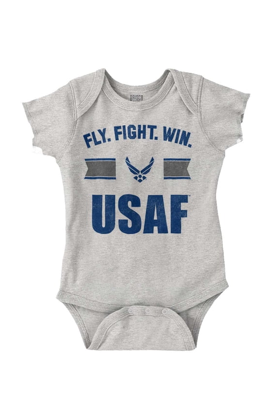 US Air Force Fly Fight Win USAF Romper Boys or Girls Infant Baby Brisco Brands 6M