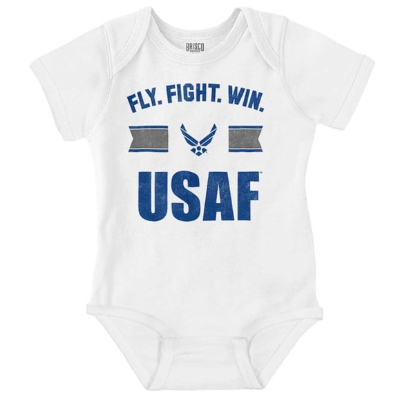 US Air Force Fly Fight Win USAF Romper Boys or Girls Infant Baby Brisco Brands 6M
