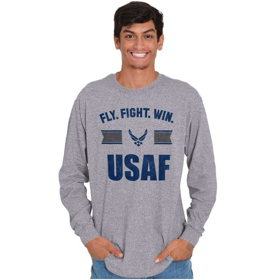 US Air Force Fly Fight Win USAF Unisex Plus Size Long Sleeve Tee Shirt Brisco Brands 3X
