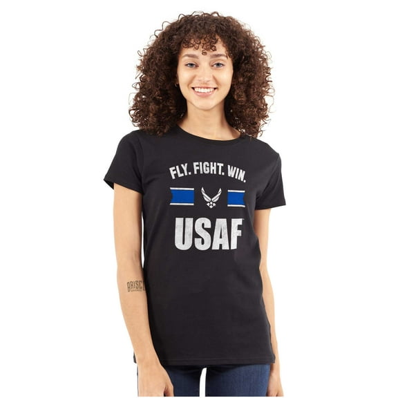 US Air Force Fly Fight Win USAF Women's T Shirt Ladies Tee Brisco Brands S